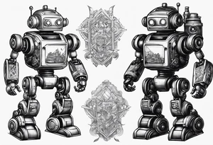 small robot running tattoo idea