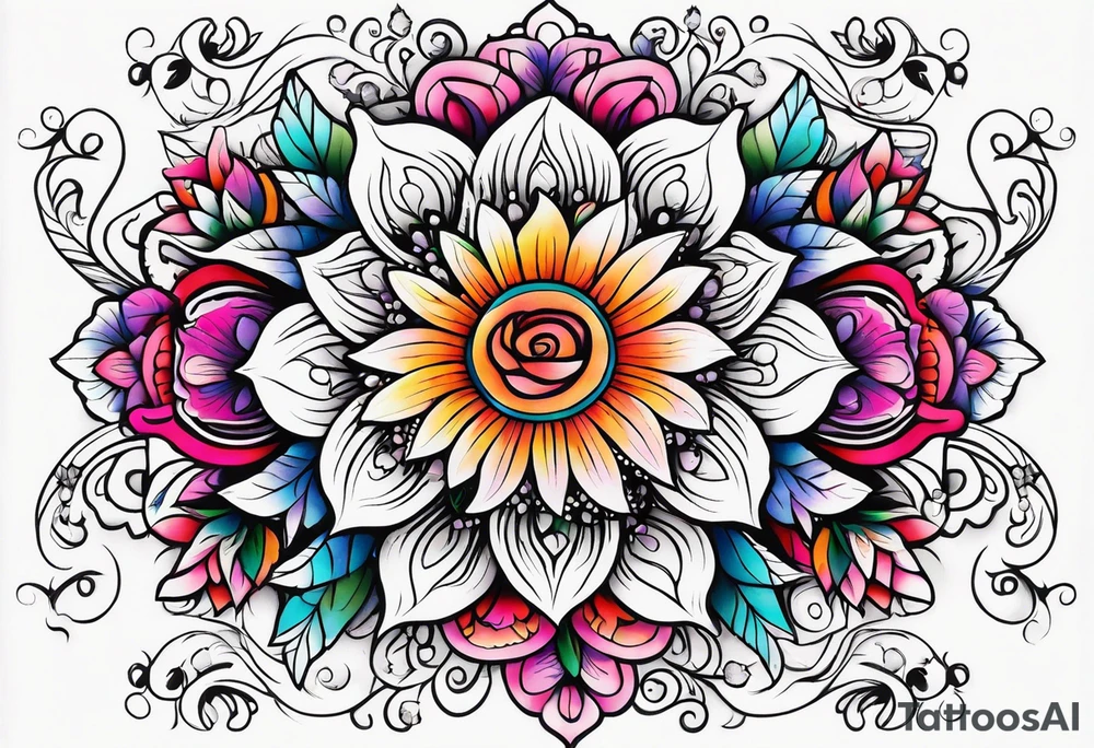 ornaments of flowers tattoo idea