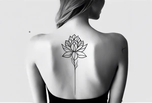 create an elegant spine tattoo for women. make it simple but beautiful. include themes of flowers, leaves, lines, words, etc. make it thin not too thick tattoo idea