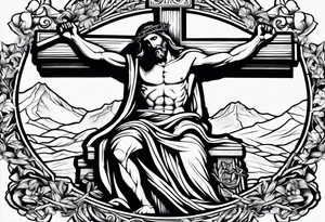 Jesus bench pressing the cross tattoo idea