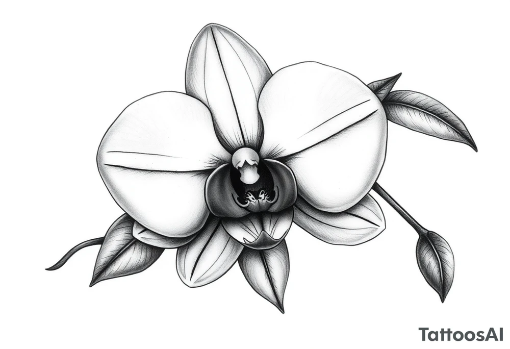 orchid with leavs tattoo idea