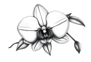 orchid with leavs tattoo idea