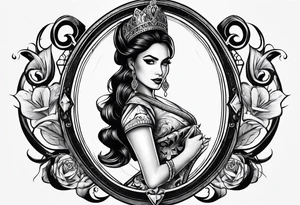 Queen of Spades, Latina, in frame tattoo idea