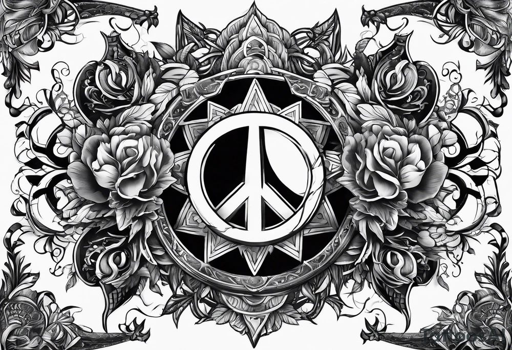 Forearm symbol of war and peace horizontal tattoo idea