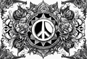 Forearm symbol of war and peace horizontal tattoo idea