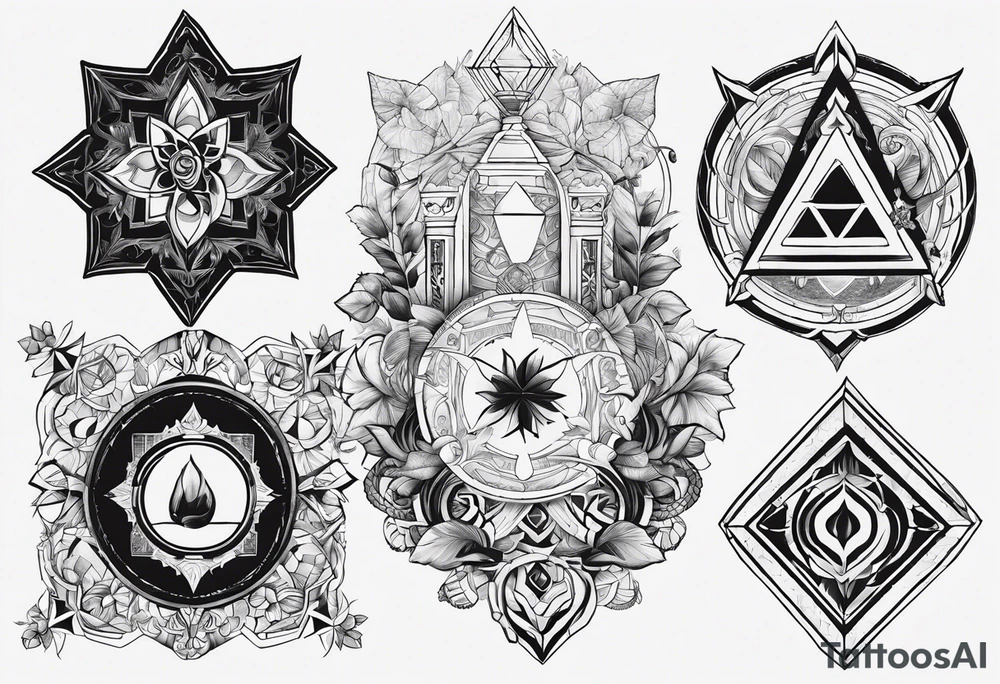 the simbols of the "elements of the other side" from the rpg "paranormal order" tattoo idea