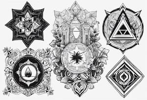 the simbols of the "elements of the other side" from the rpg "paranormal order" tattoo idea