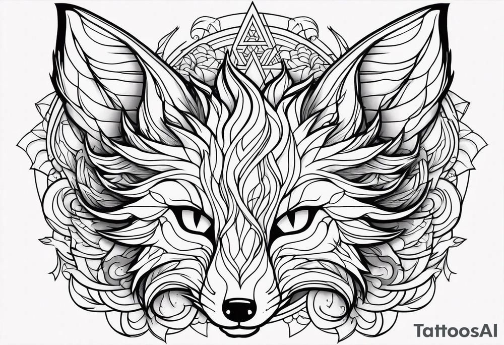 male nine tail fox tattoo idea