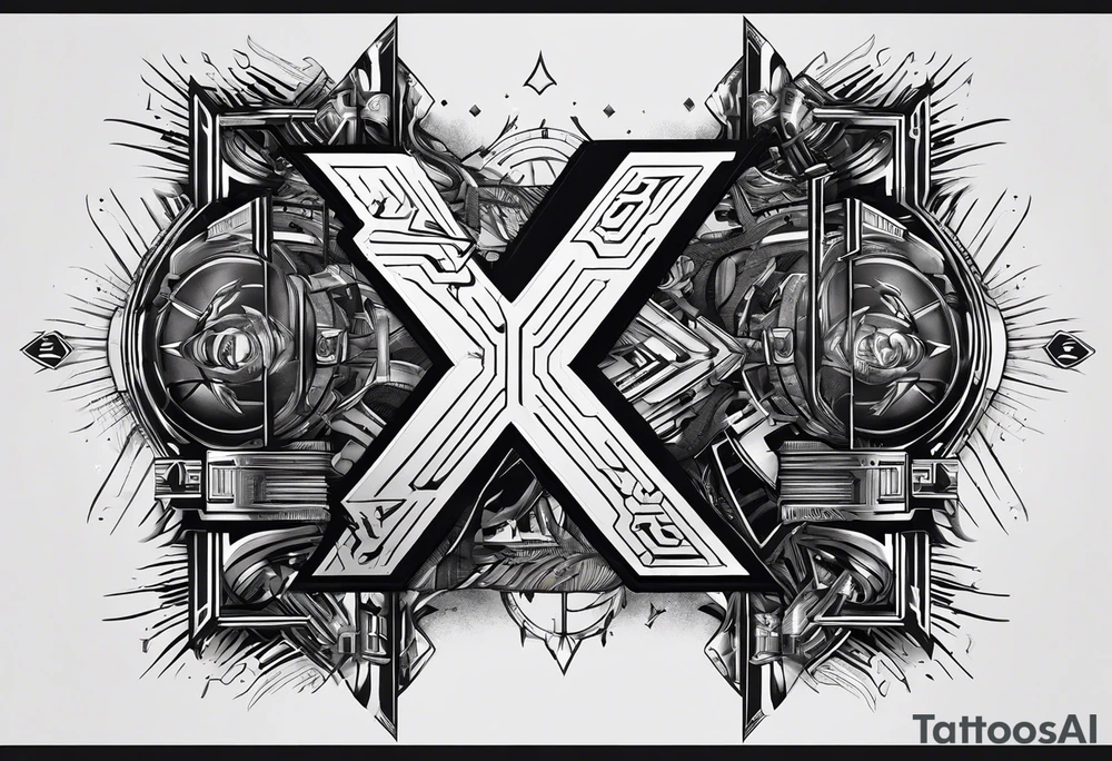 I need a tattoo design that prominently features the letters X and I while incorporating cyberpunk elements. The tattoo will be placed on the wrist. tattoo idea