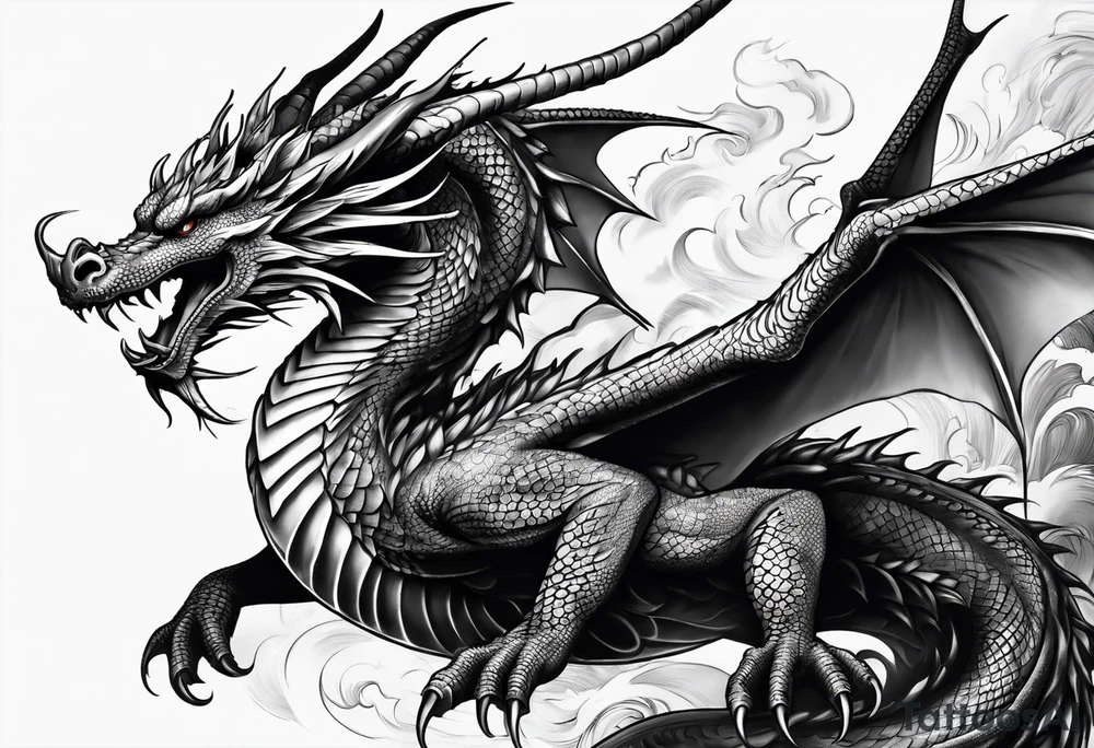 dragon flying tattoo idea