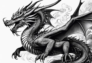 dragon flying tattoo idea