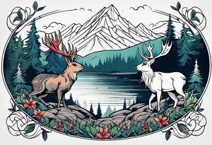 jackelope  mountain forest tattoo idea