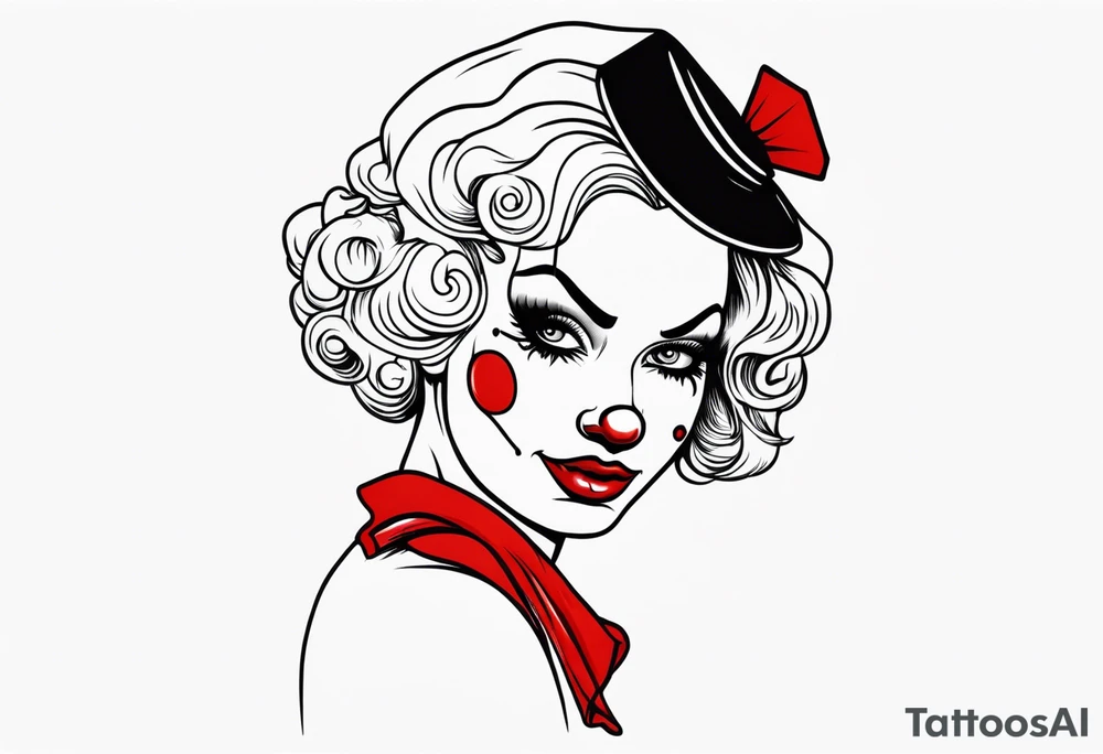 murderous female pin up clown tattoo idea
