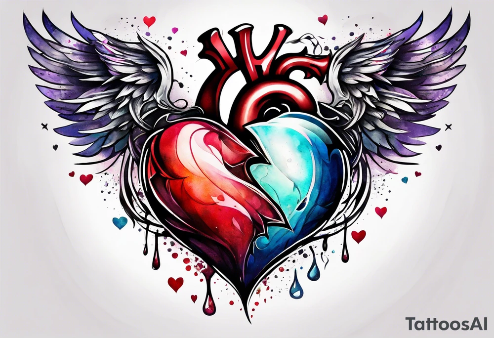 Broken Heart that says Never Say Never tattoo idea