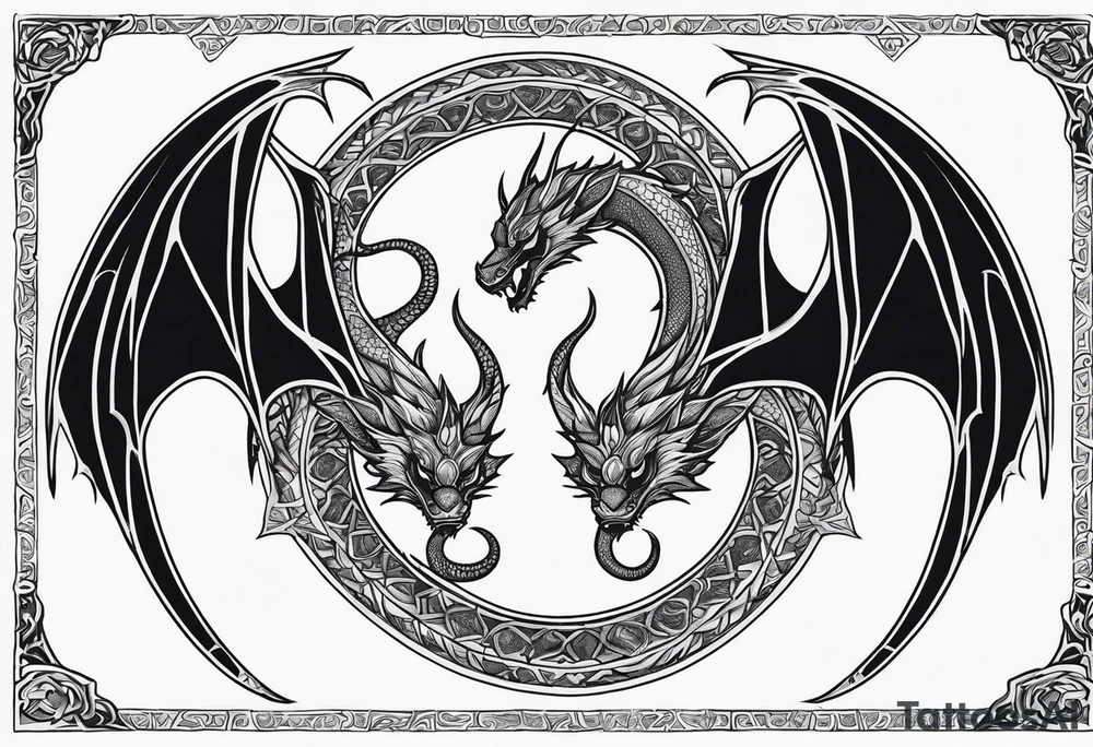 Mother dragon wings spread with 3 baby dragons tattoo idea Mother dragon wings spread with 3 baby dragons tattoo idea