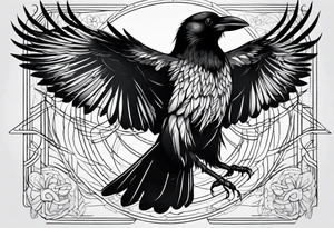 outlines of a crow with open wings tattoo idea