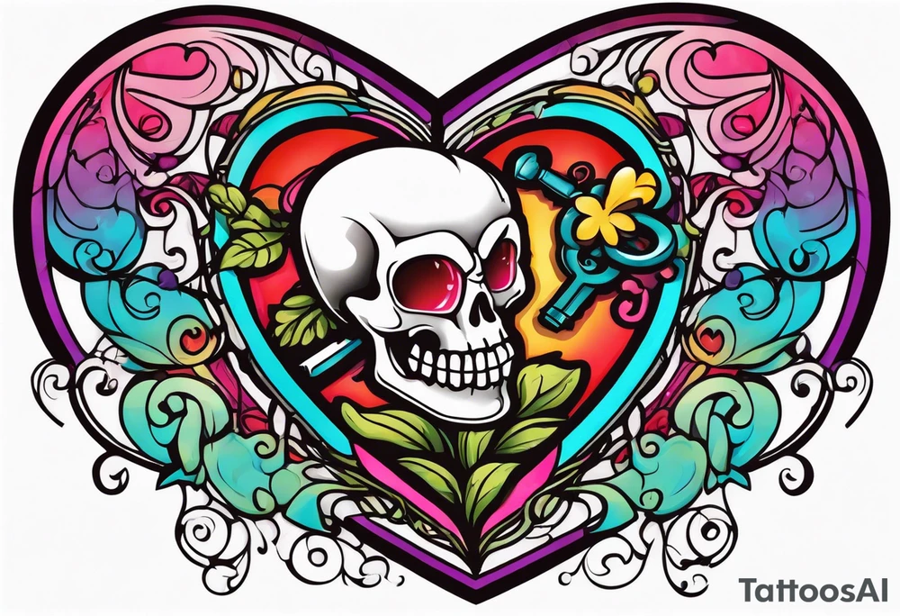 A heart shaped skeleton key tattoo idea