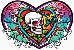 A heart shaped skeleton key tattoo idea