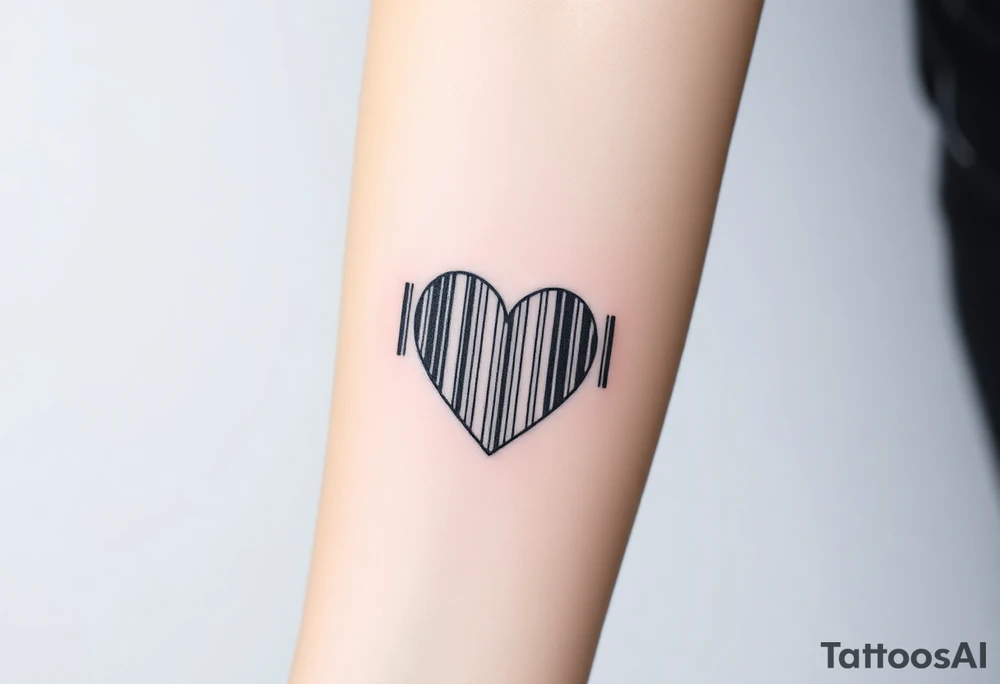 barcode with the numbers forming a hidden heart shape, symbolizing encoded love tattoo idea barcode with the numbers forming a hidden heart shape, symbolizing encoded love tattoo idea