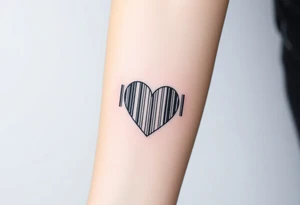 barcode with the numbers forming a hidden heart shape, symbolizing encoded love tattoo idea
