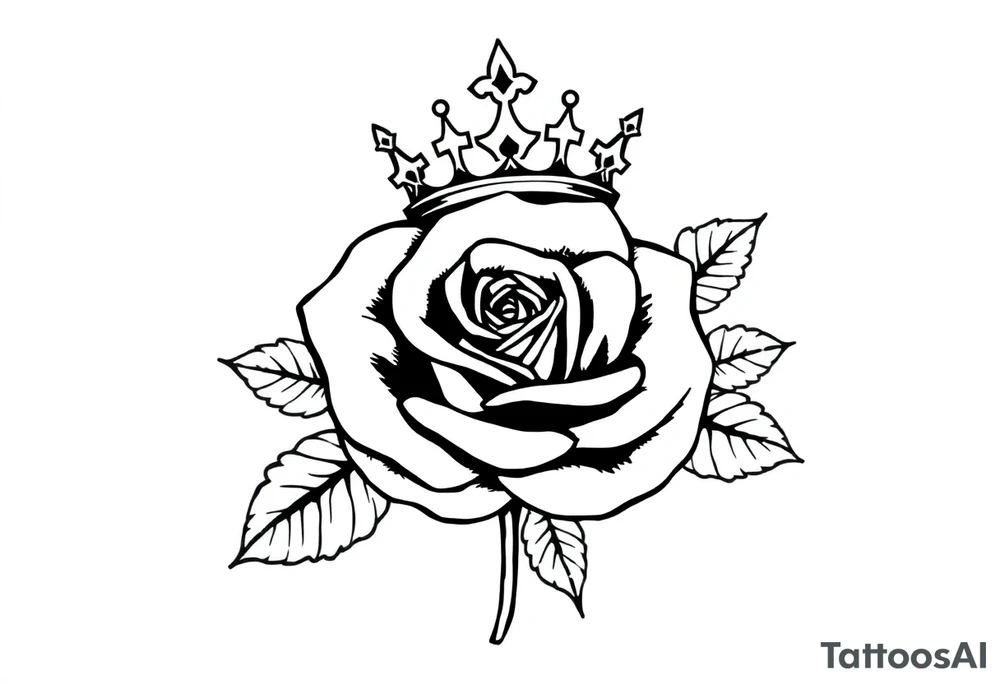 A Rose with a kings crown on it tattoo idea