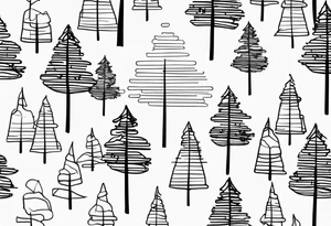 Continuous line pine trees tattoo idea