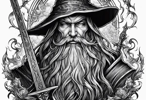 Wizard 
with long sword on a pile of dead demons tattoo idea