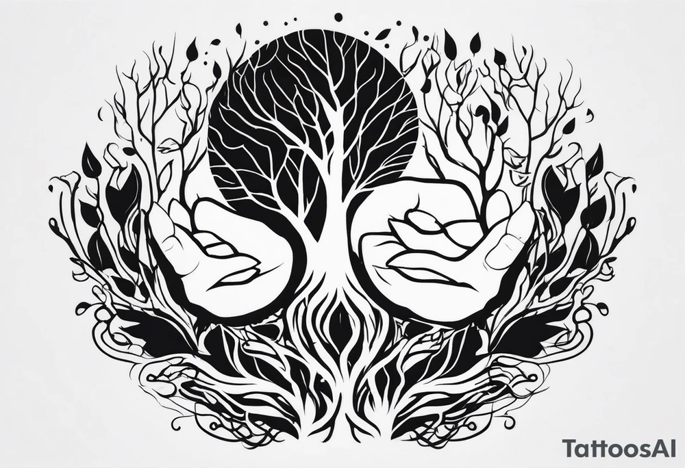 Hands morphing into roots tattoo idea