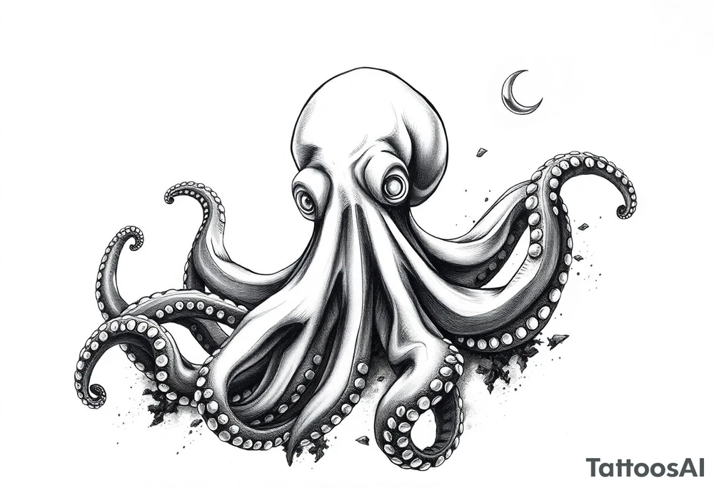 hammerhai,darunter ein kompass,oktopus. tattoo idea