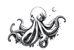 hammerhai,darunter ein kompass,oktopus. tattoo idea