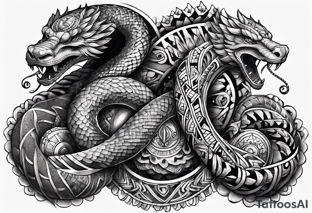 aztec snake sleeve tattoo idea