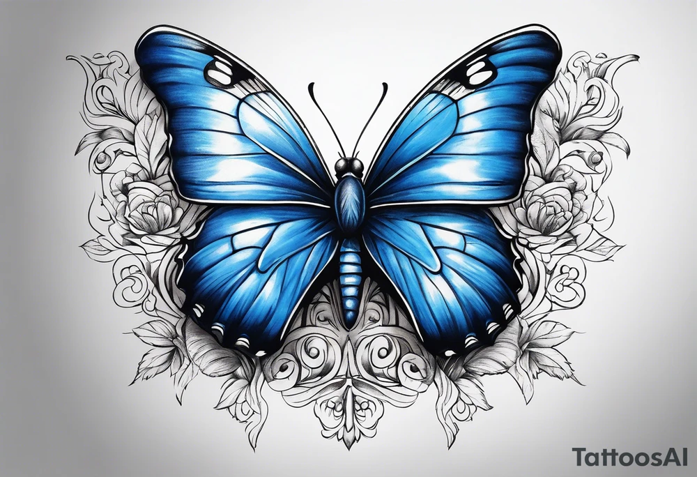 Blue butterfly tattoo idea