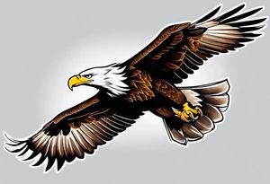 eagle flying holding an oar with both talons tattoo idea