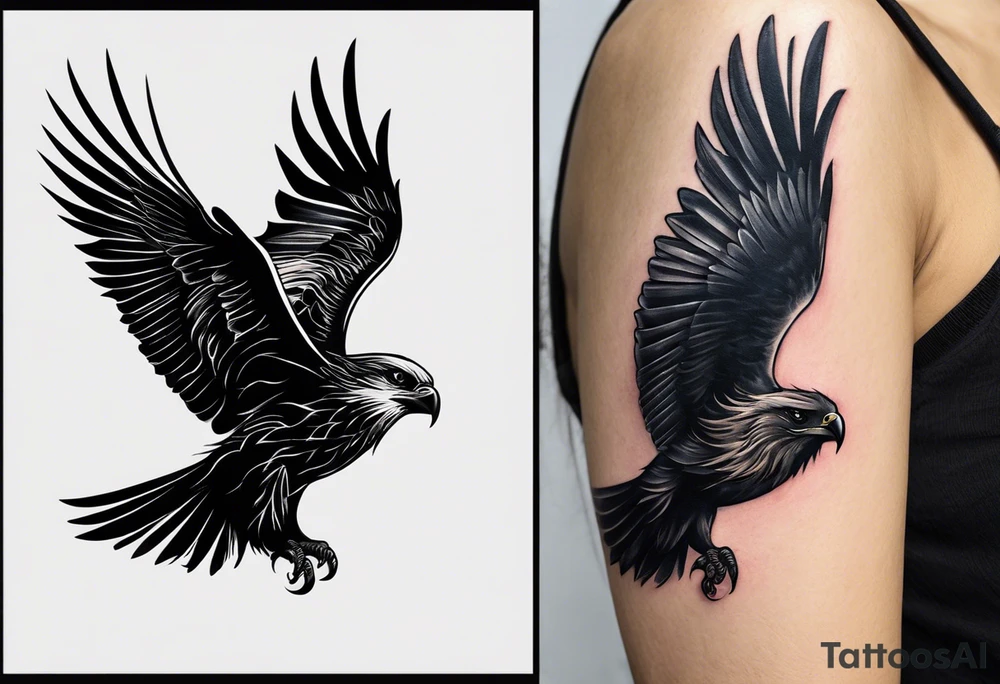 I'm hoping to get a small tattoo on the inner side of my forearm. I'm looking for something that represents:

My daughter's name is Daya, which means "black kite". I'd like to incorporate a black kite into the design.
I'm an environmental activist, so I'd like to include some elements that represent nature and environmentalism. Perhaps a tree, flowers, or a landscape.
I love rock and metal music, so I'd like to add a touch of that to the design, maybe with bold lines or abstract shapes.
I also love sunflowers and find them very symbolic. I'd like to incorporate them into the design as well. tattoo idea