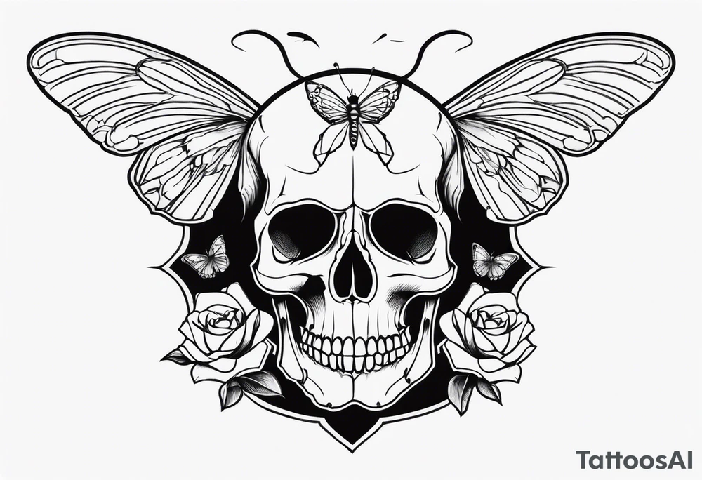 Skull and moth tattoo idea