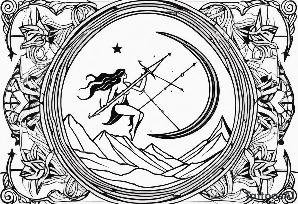 Sagittarius and moon tattoo idea