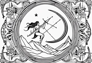 Sagittarius and moon tattoo idea
