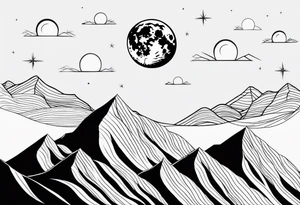 Minimalist mountains with moon at the back tattoo idea