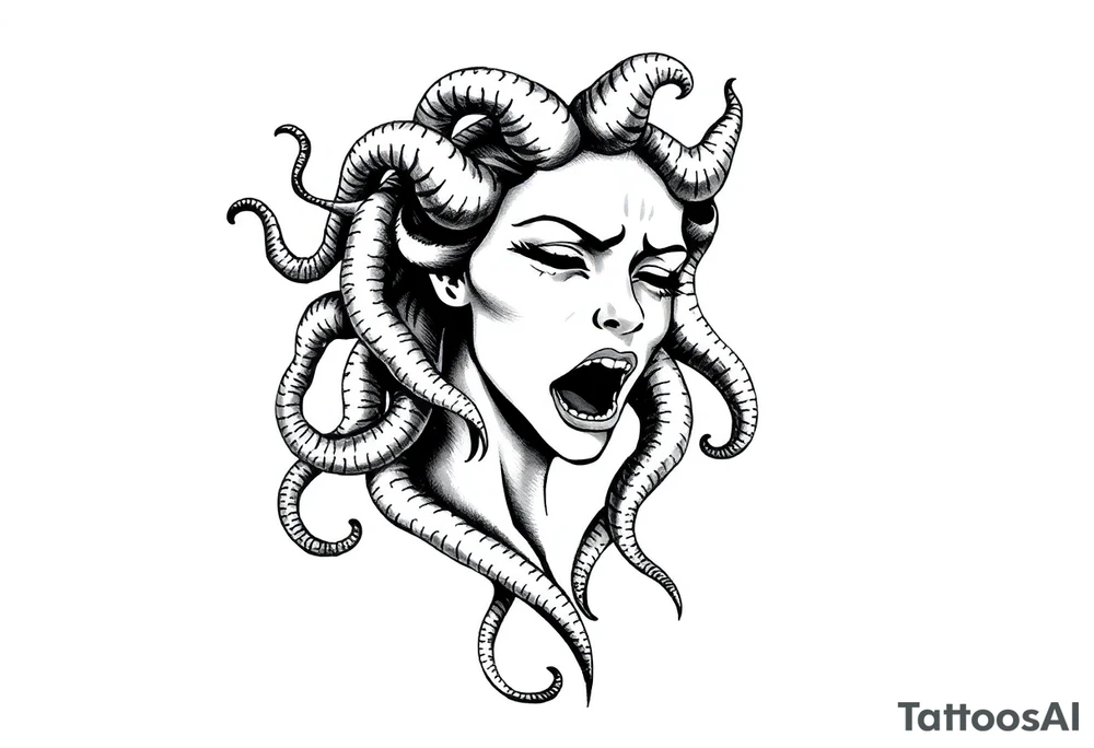 Pretty Medusa crying tattoo idea