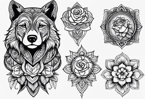 Quero uma manga com um relógio  de bolso, 3 rosas, as patas de um cão  e tudo com um fundo em tribal tattoo idea