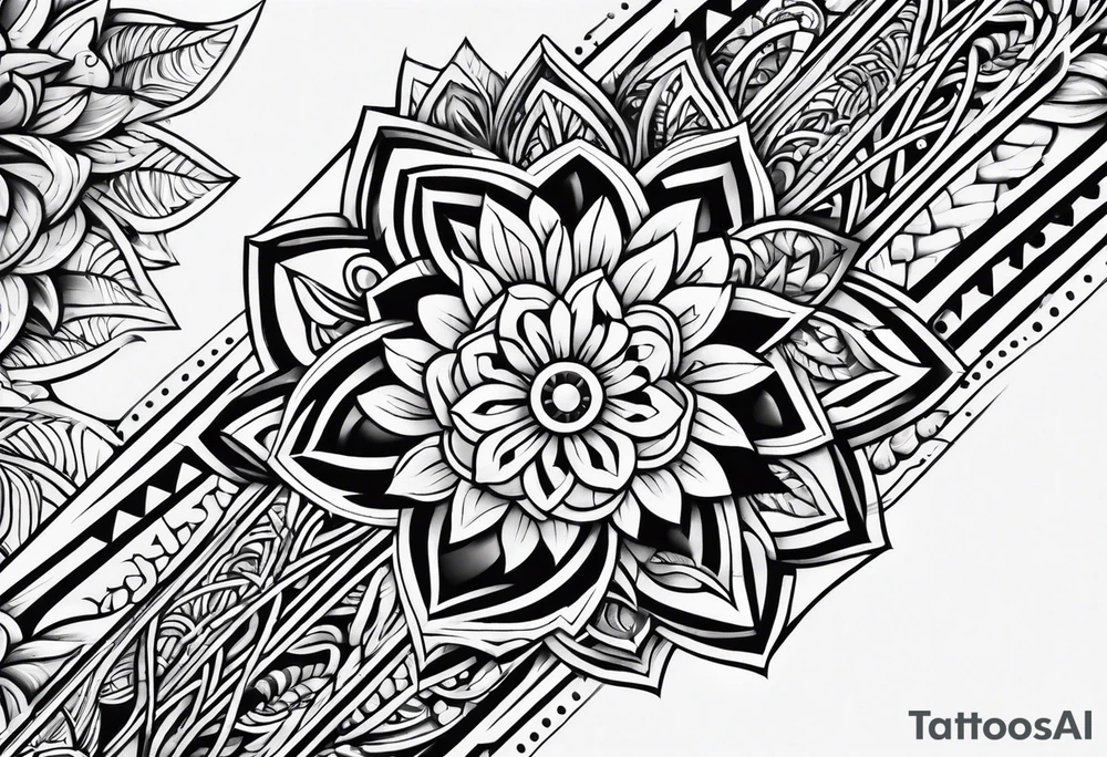 Polynesian tribal floral forearm tattoo idea