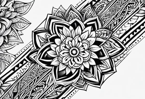 Polynesian tribal floral forearm tattoo idea