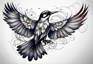 Words become liquid ink that becomes birds tattoo idea