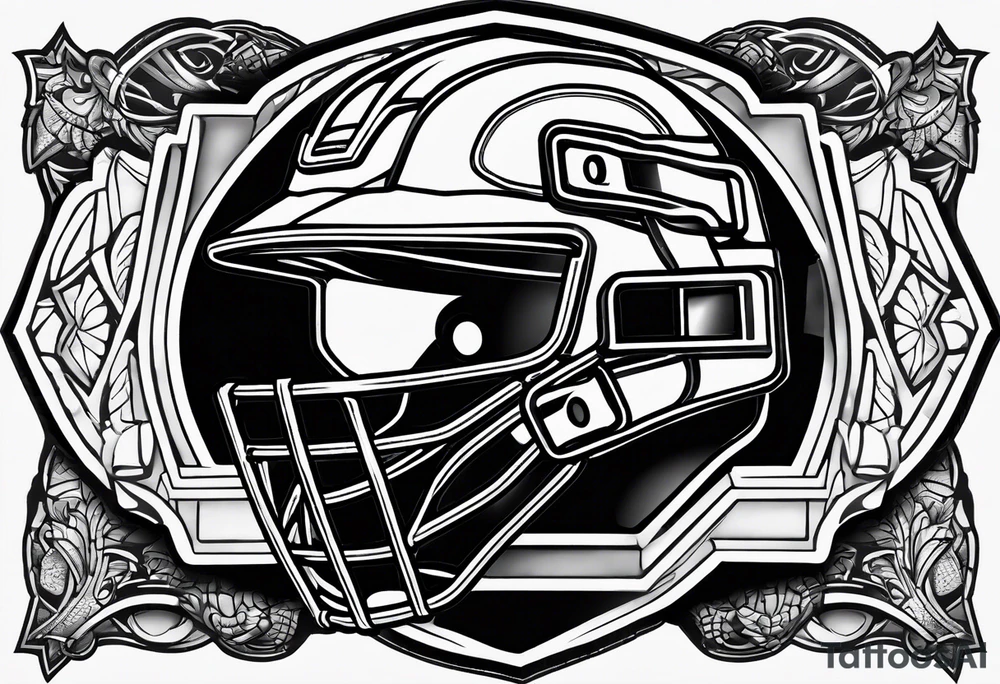 baseball home plate with a catcher helmet on a black background tattoo idea