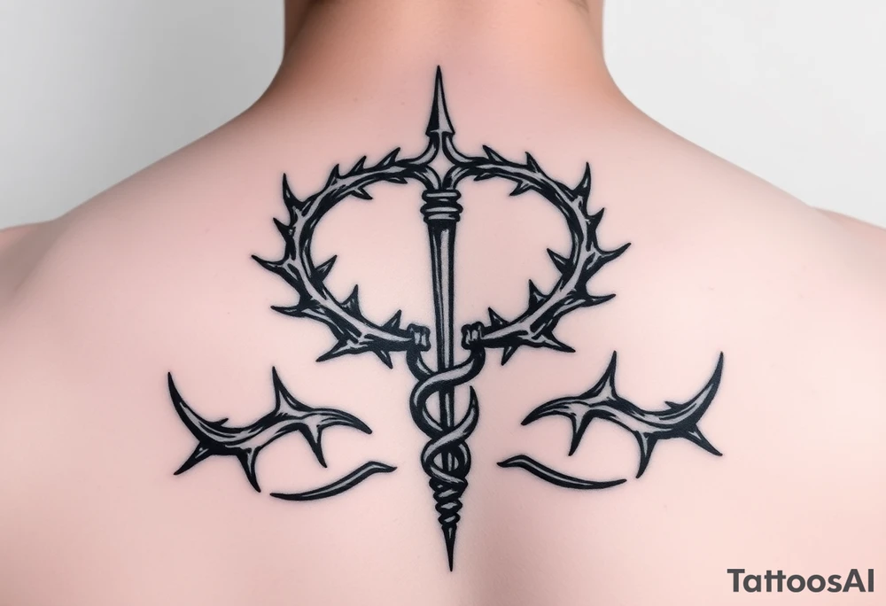 Gothic emo thorns Caduceus tattoo but keep it simple tattoo idea