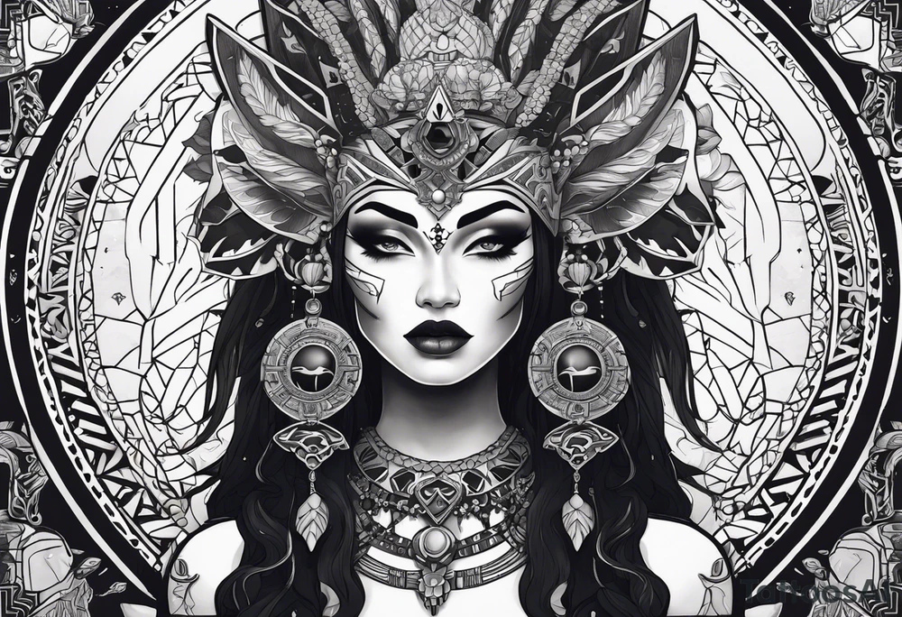 kali, alien goddess, valkrye, pirate, divine feminine, zenza resonance, pachamama, lotus azul, blank panther, eagle, skull, 5D, nueva gaya, dna 12 tattoo idea