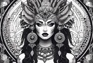 kali, alien goddess, valkrye, pirate, divine feminine, zenza resonance, pachamama, lotus azul, blank panther, eagle, skull, 5D, nueva gaya, dna 12 tattoo idea