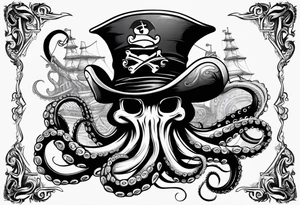 octopus wearing a pirate hat tattoo idea