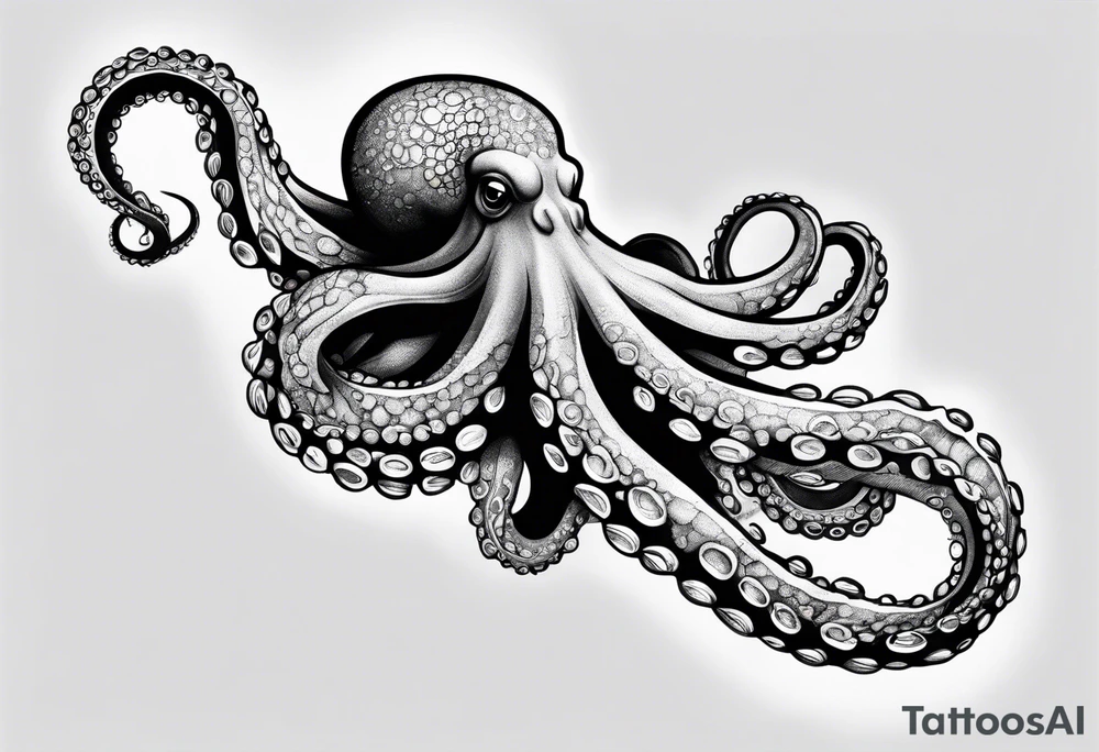 Octopus around lower leg tattoo idea