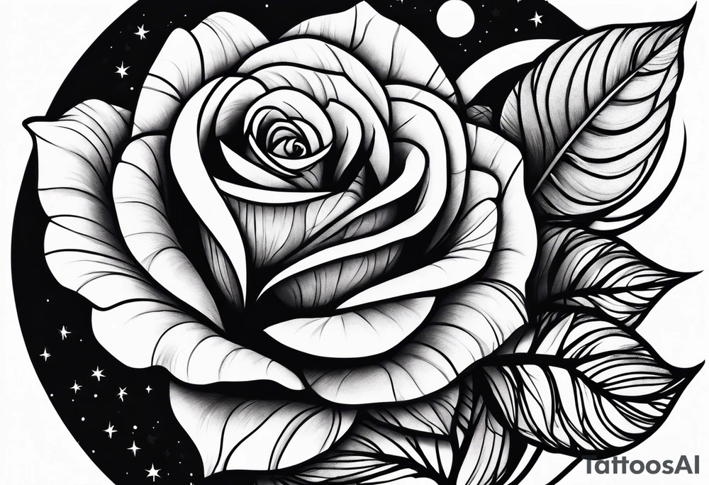 Rose wrapped around moon tattoo idea